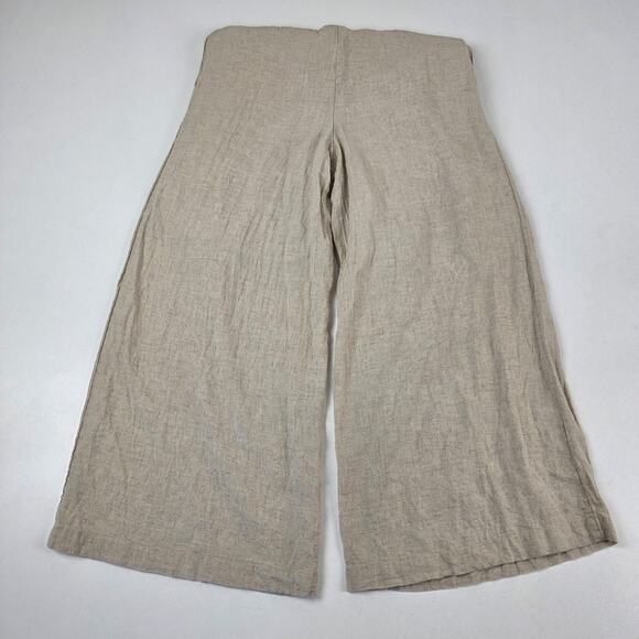 Maeve Anthropologie Jumpsuit Womens 0 Beige Linen Wide Leg V Neck Tie Waist - Picture 14 of 16